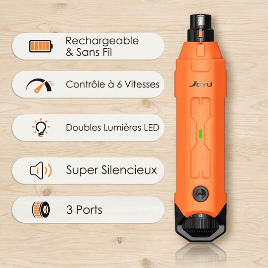 Taille-ongles électrique silencieux pour animaux – LED et 6 vitesses