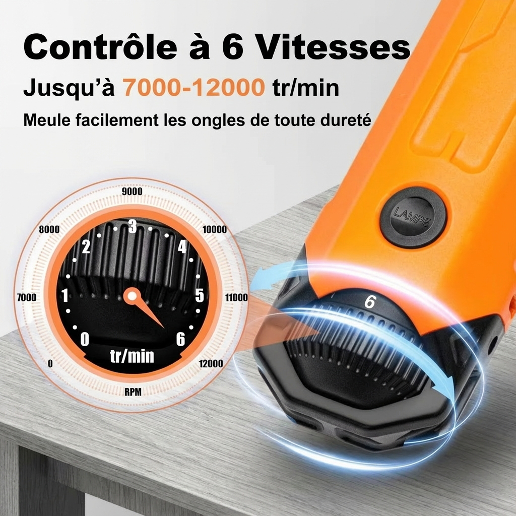 Taille-ongles électrique silencieux pour animaux – LED et 6 vitesses